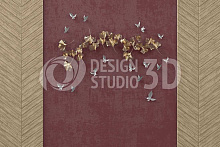 Бордовые 3D обои Design Studio 3D Объемная перспектива OP-020